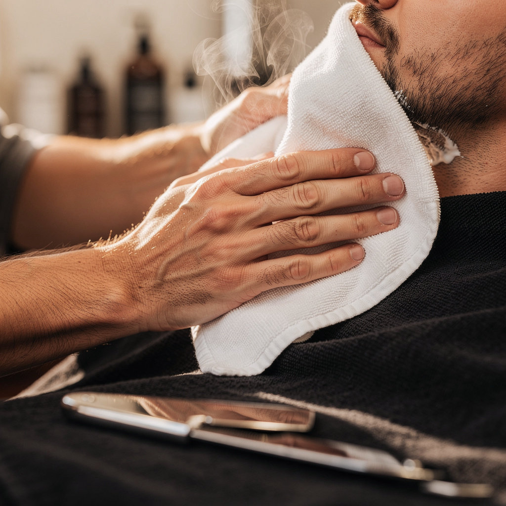 Alowi's Barber & Shave Santa Barbara hot towel facial shave service for a smooth, relaxing finish